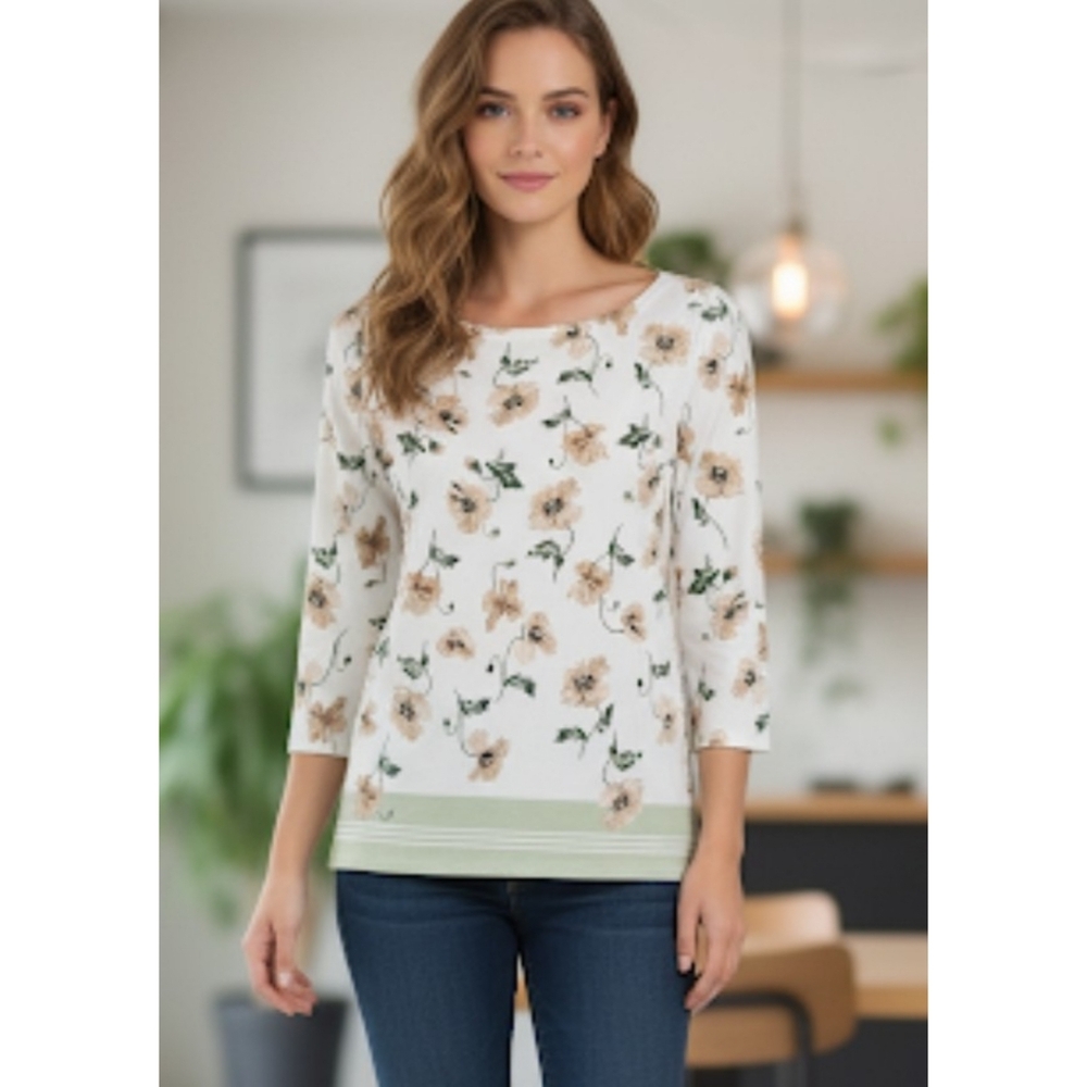 Ann Taylor Factory 3/4 Sleeve Floral blouse Size S
